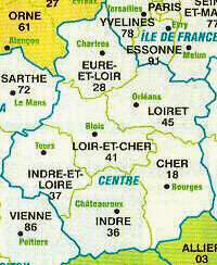 Regio Centre-Val-de-Loire met de departementen