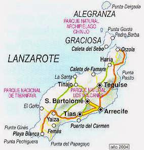 Kaart van Lanzarote