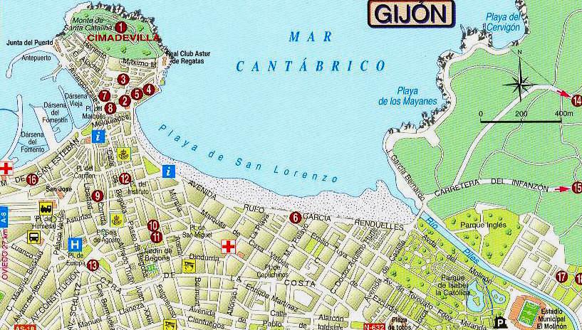 Plattegrond van Gijon
